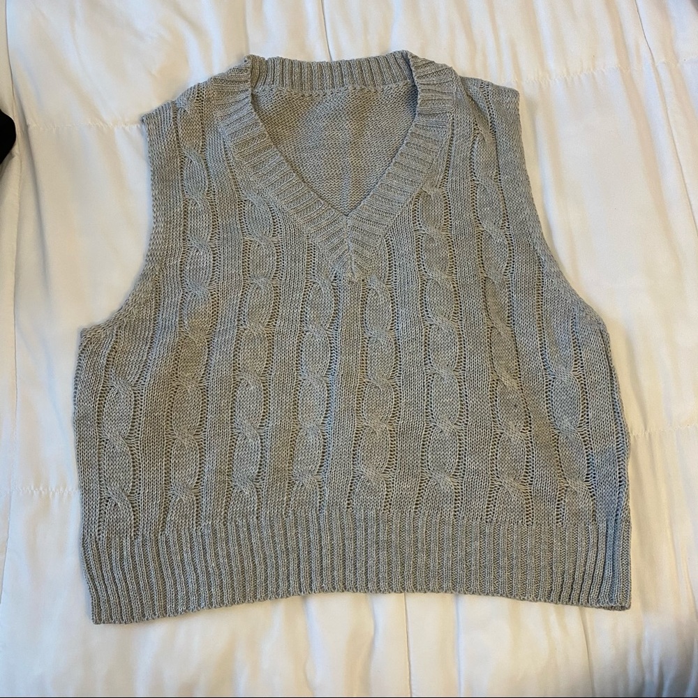 grey sweater vest